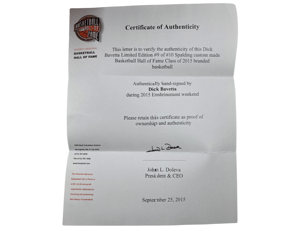 Dick-Bavetta-Hall-of-Fame-Authentic-Signed-Spalding-Basketball-w-Black-Signature (4) Dick Bavetta Hall of Fame Authentic Signed Spalding Basketball w/ Black Signature – Trace 'n Chase | Trading Cards and Memorabilia – Shop Trading Cards, Autographs and Supplies