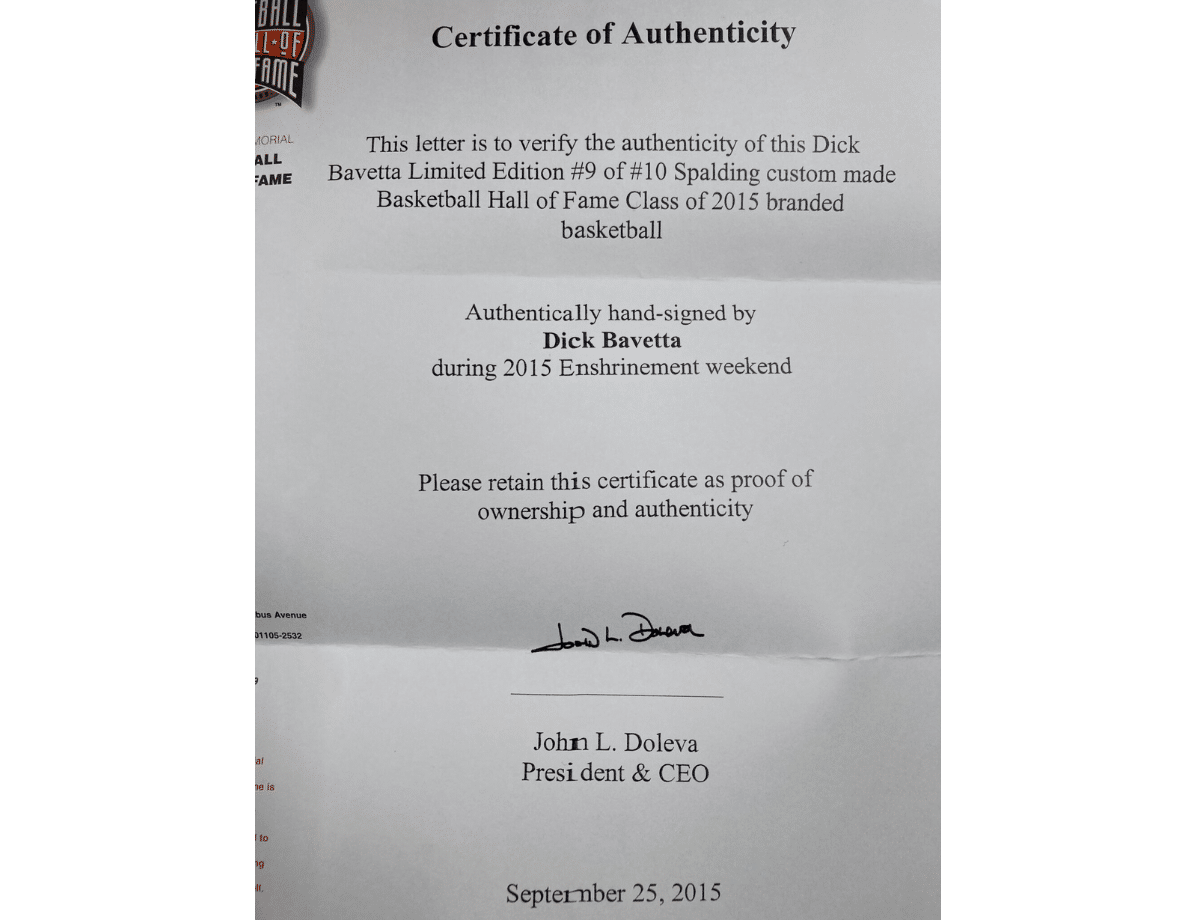 Dick-Bavetta-Hall-of-Fame-Authentic-Signed-Spalding-Basketball-w-Black-Signature (5) Dick Bavetta Hall of Fame Authentic Signed Spalding Basketball w/ Black Signature – Trace 'n Chase | Trading Cards and Memorabilia – Shop Trading Cards, Autographs and Supplies