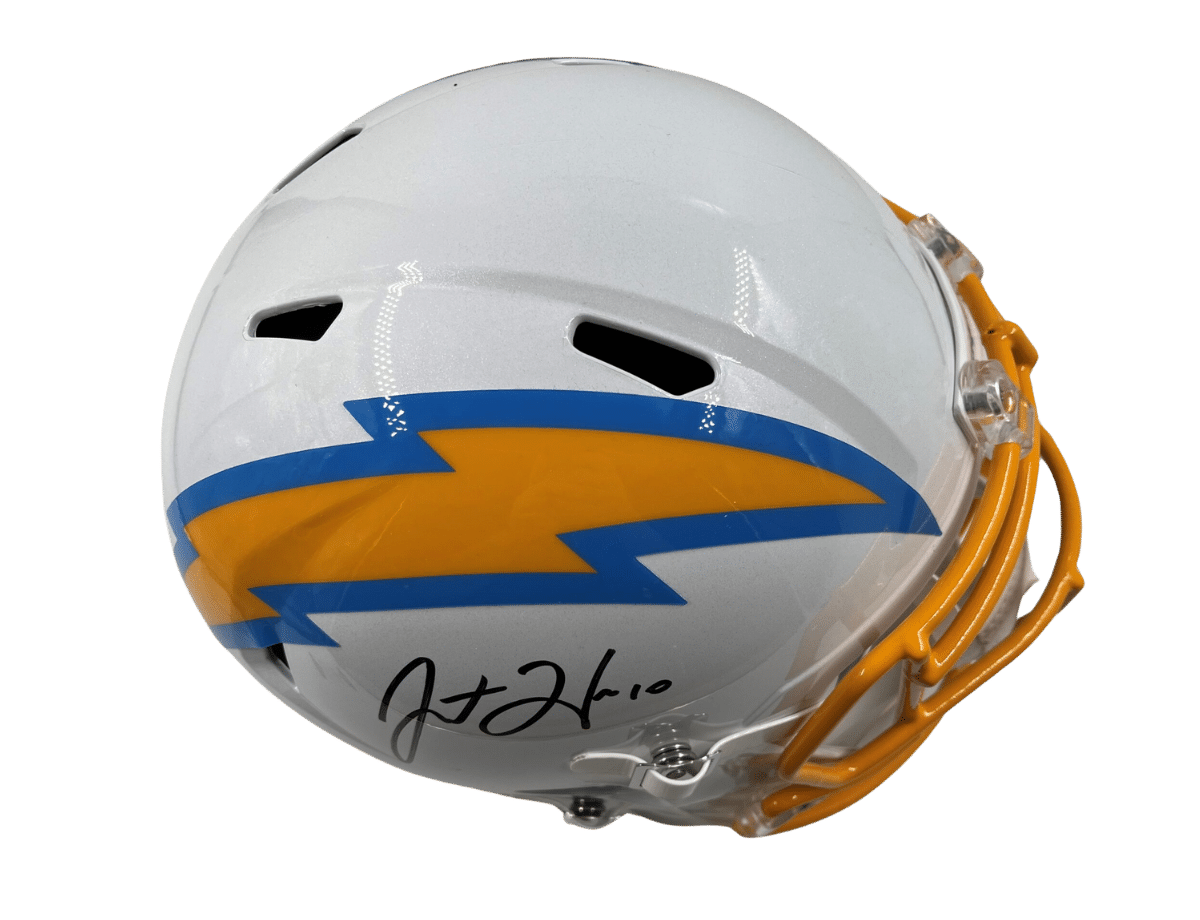Justin Herbert Signed Los Angeles Chargers Full Size Speed Replica Helmet [BAS WG02352] &ndash; Trace 'n Chase | Trading Cards and Memorabilia &ndash; Shop Trading Cards, Autographs and Supplies