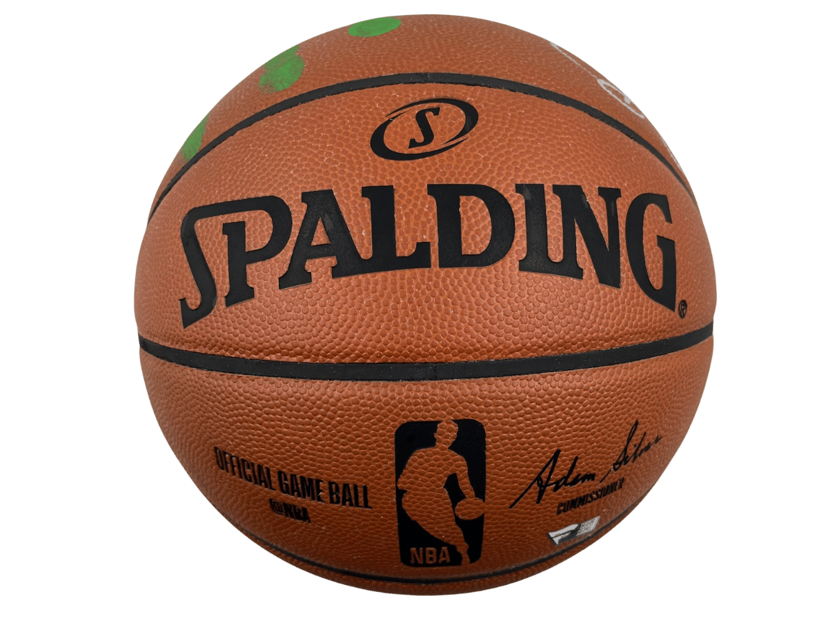 Larry Bird Boston Celtics Signed Spalding Official Game Ball Silver Signature & Green Hand Print [B485472] &ndash; Trace 'n Chase | Trading Cards and Memorabilia &ndash; Shop Trading Cards, Autographs and Supplies