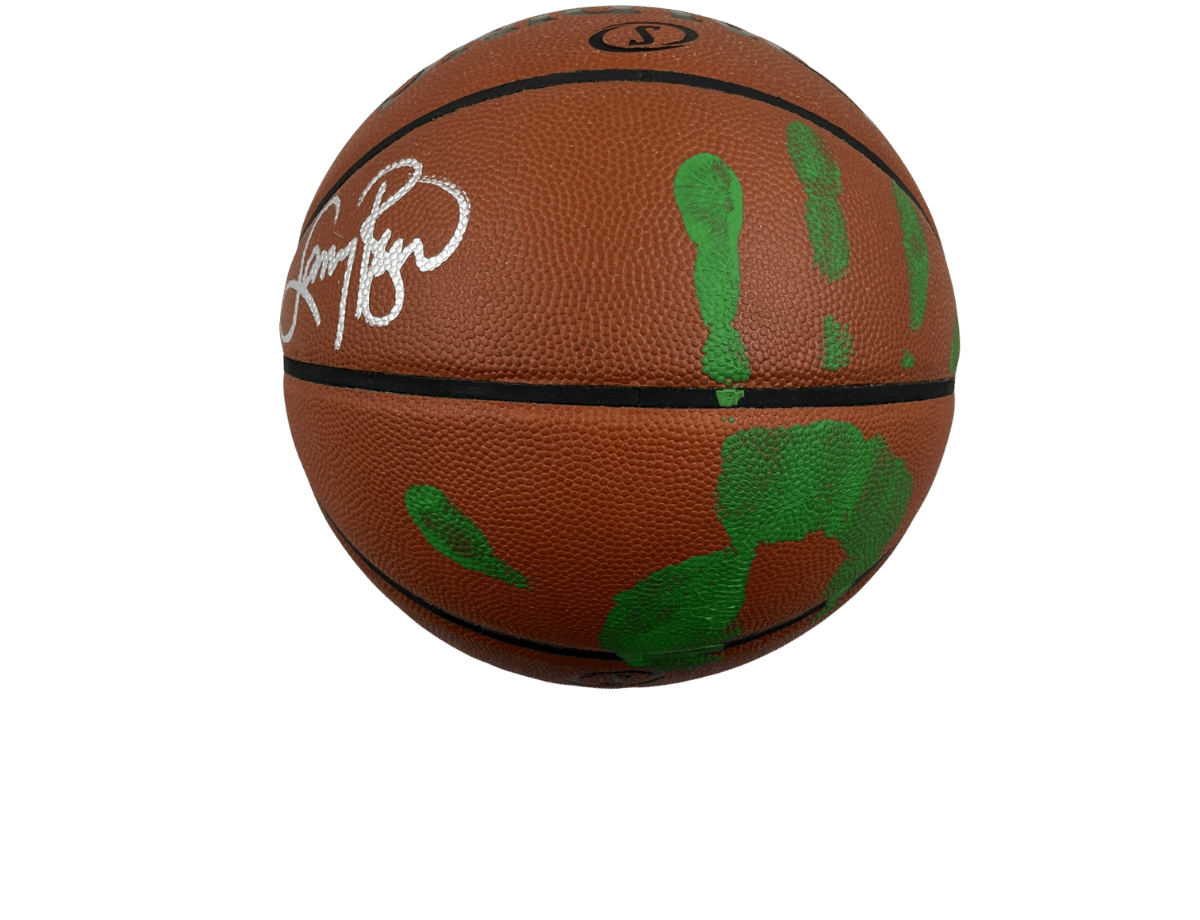 Larry Bird Boston Celtics Signed Spalding Official Game Ball Silver Signature & Green Hand Print [B485472] &ndash; Trace 'n Chase | Trading Cards and Memorabilia &ndash; Shop Trading Cards, Autographs and Supplies