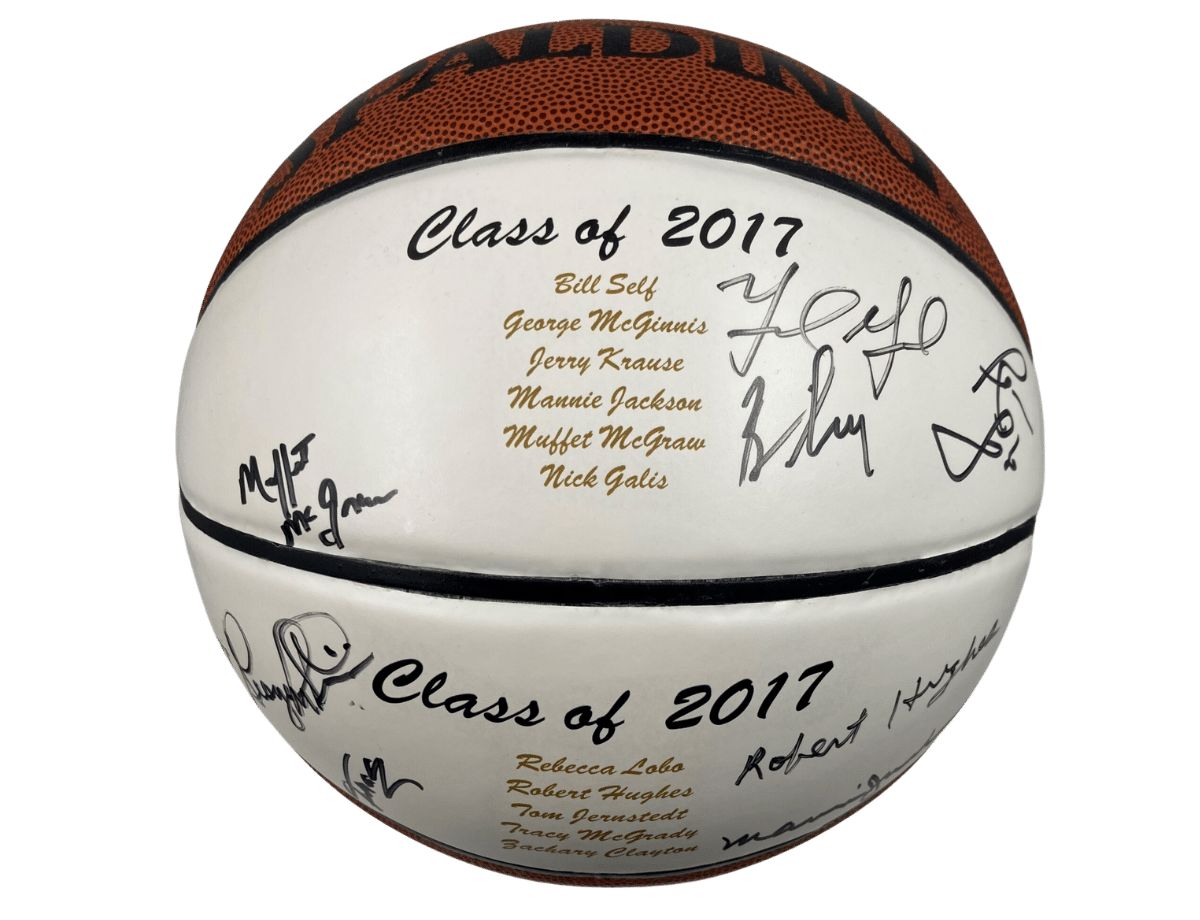 Nick Galis, Tracy McGrady & Class of 2017 Hall Of Fame Authentic Signed Spalding Basketball w/ Black Signatures &ndash; Trace 'n Chase | Trading Cards and Memorabilia &ndash; Shop Trading Cards, Autographs and Supplies