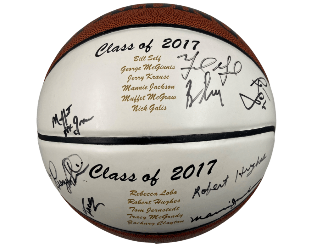 Nick-Galis-Tracy-McGrady-Class-of-2017-Hall-Of-Fame-Authentic-Signed-Spalding-Basketball-w-Black-Signatures