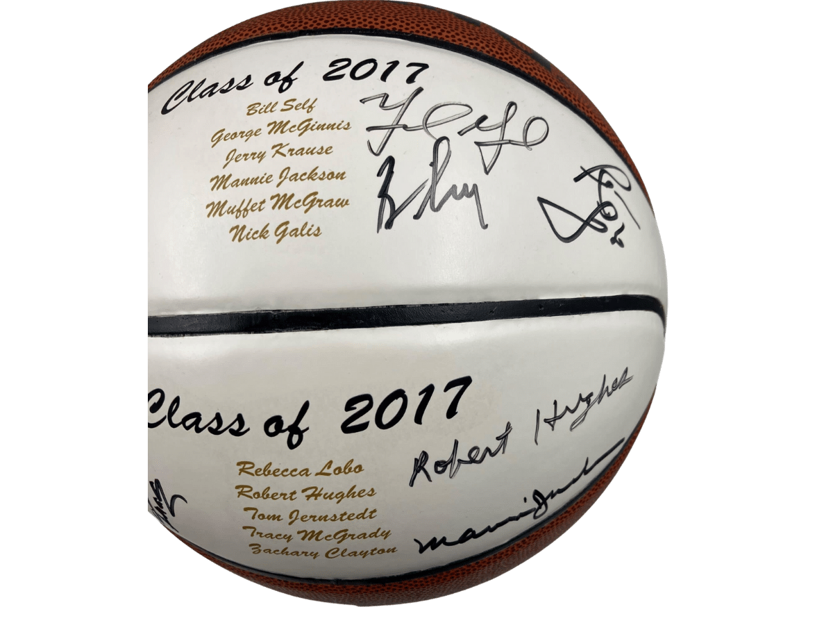 Nick Galis, Tracy McGrady & Class of 2017 Hall Of Fame Authentic Signed Spalding Basketball w/ Black Signatures &ndash; Trace 'n Chase | Trading Cards and Memorabilia &ndash; Shop Trading Cards, Autographs and Supplies