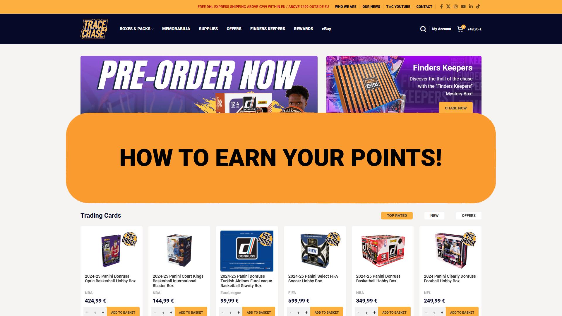 Rewards Program &ndash; Trace 'n Chase | Trading Cards and Memorabilia &ndash; Shop Trading Cards, Autographs and Supplies